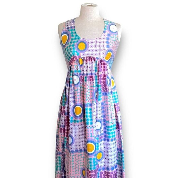 Vintage 1970s Saks Fifth Avenue Womens Maxi Dress Sz Small Polka Dot Sundress - Picture 3 of 11